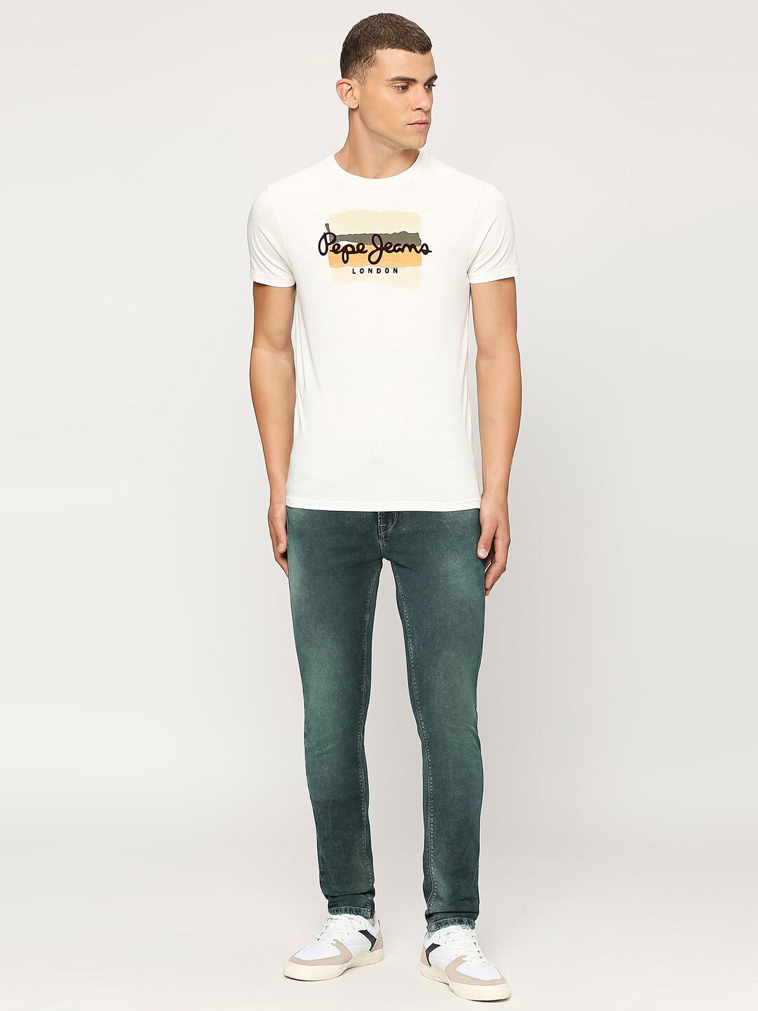 

Pepe Jeans Typography Printed Cotton Slim Fit T-shirt, White