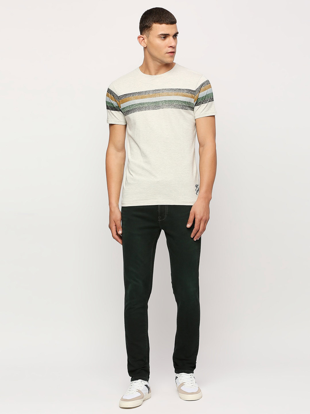 

Pepe Jeans Striped Cotton Slim Fit T-shirt, White