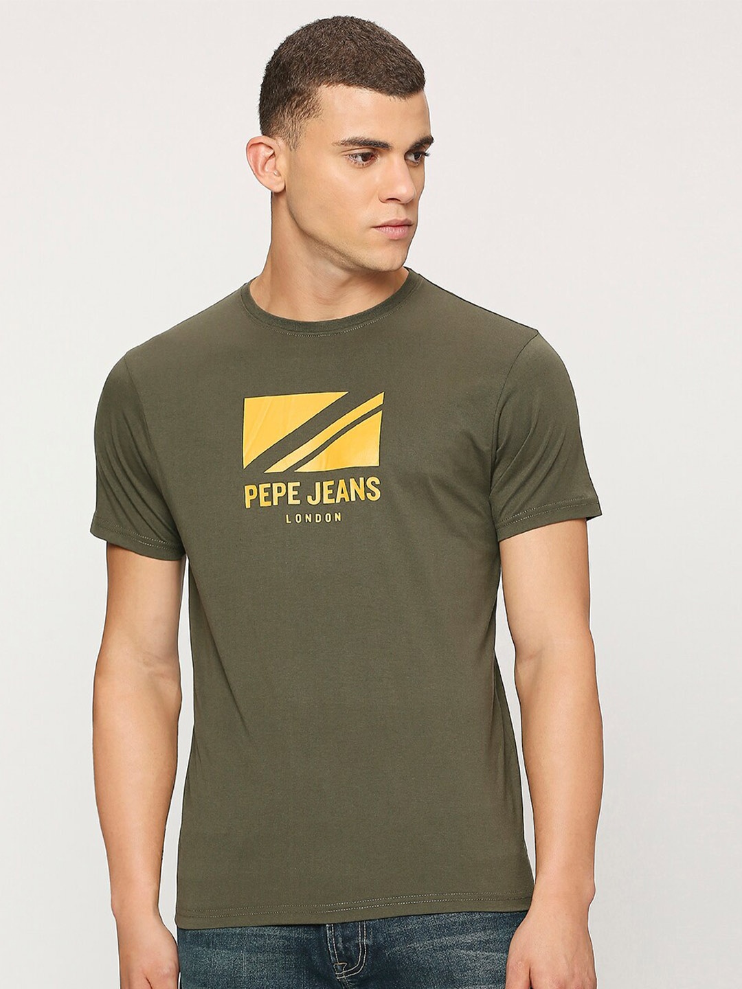 

Pepe Jeans Typography Printed Round Neck Short Sleeve Slim Fit T-shirt, Green