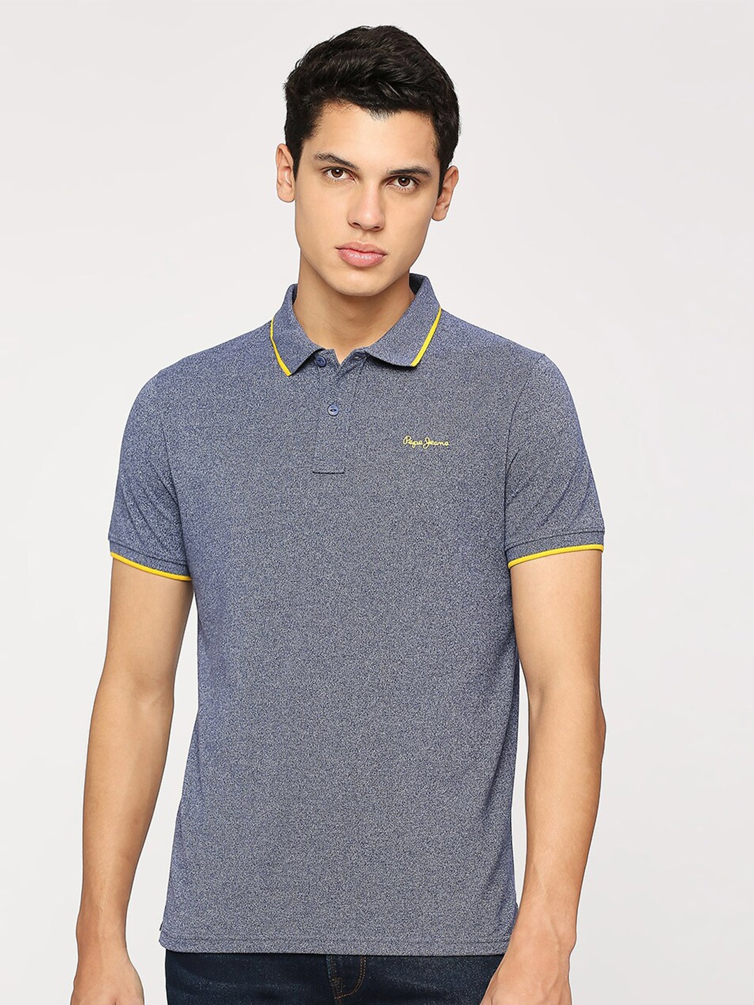 

Pepe Jeans Self Design Polo Collar T-shirt, Blue