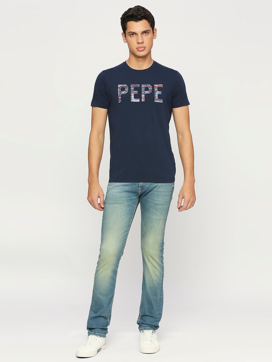 

Pepe Jeans Typography Printed Slim Fit Pure Cotton T-shirt, Blue
