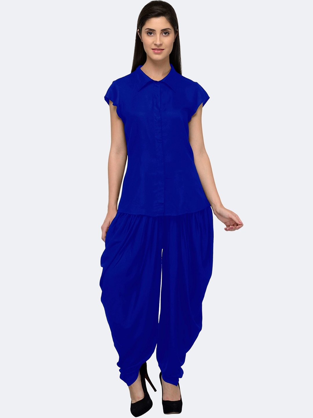 

PATRORNA Short Sleeves Shirt With Dhoti Pant, Blue