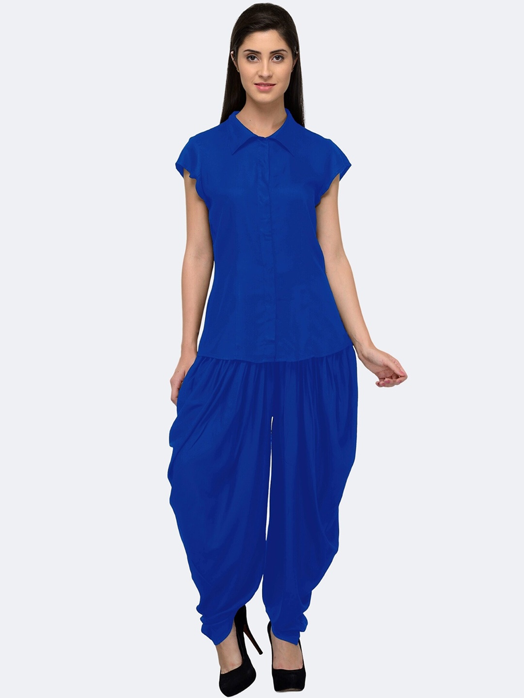 

PATRORNA Short Sleeves Shirt With Dhoti Pant, Blue