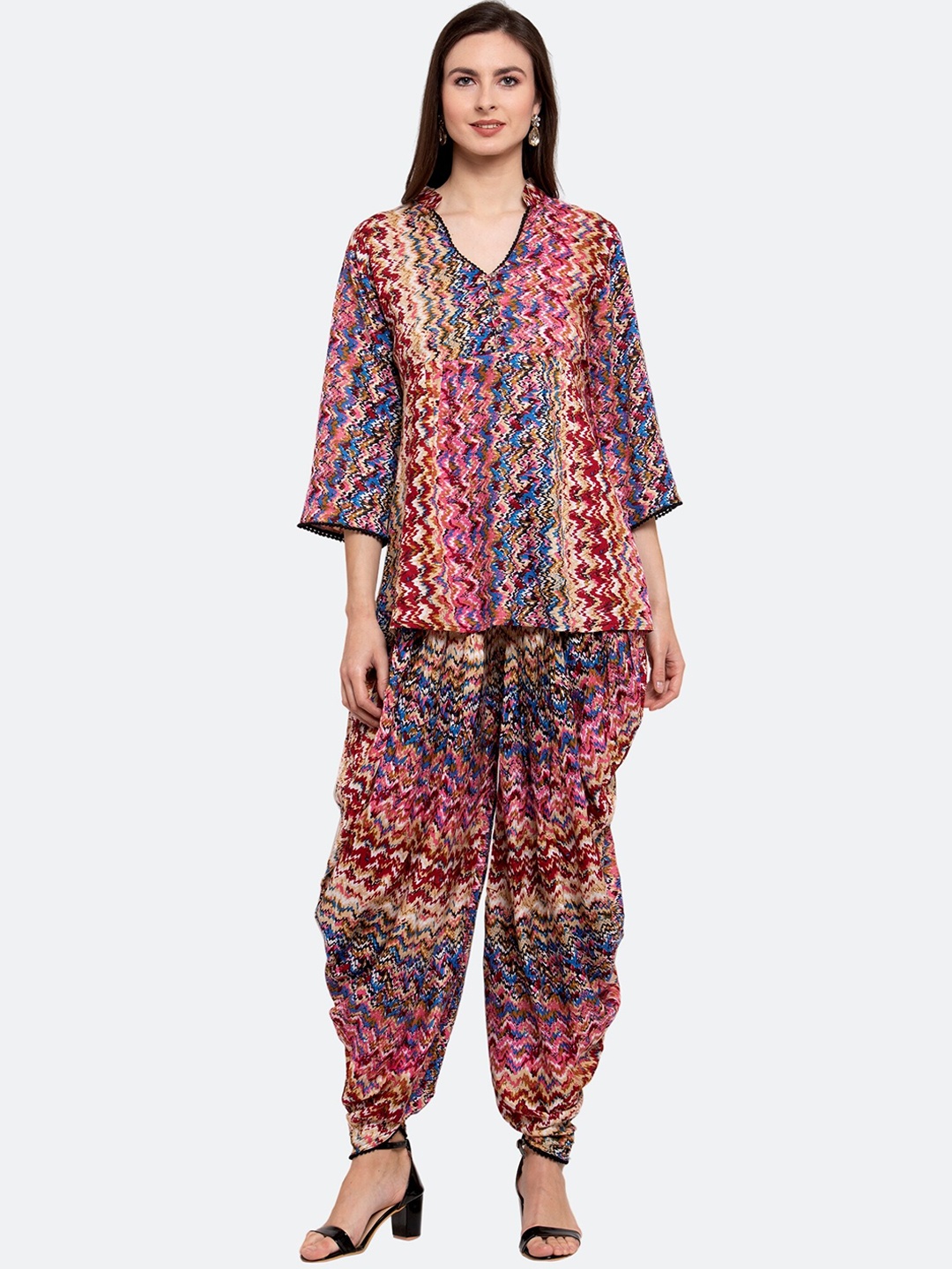 

PATRORNA Printed Tunic & Dhoti Pants, Pink