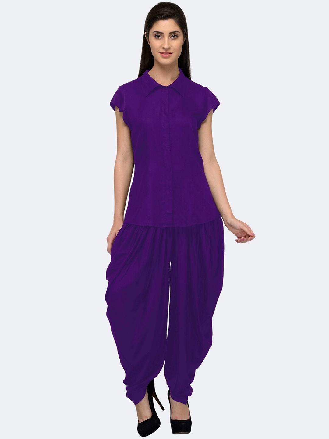 

PATRORNA Shirt & Dhoti Pant Co-Ord, Purple