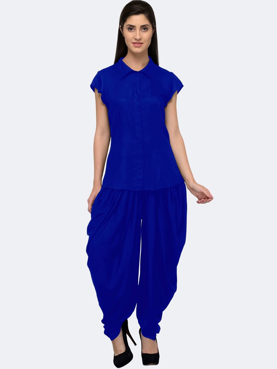 

PATRORNA Short Sleeves Shirt With Dhoti Pant, Blue