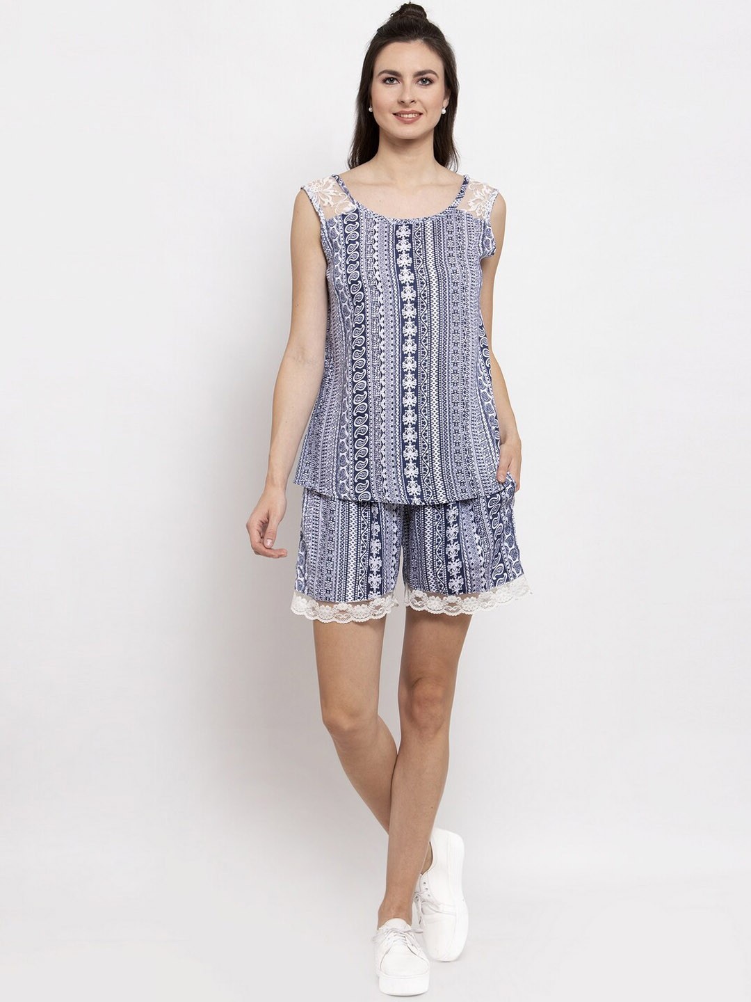 

PATRORNA Printed Top & Shorts Co-Ords, Blue