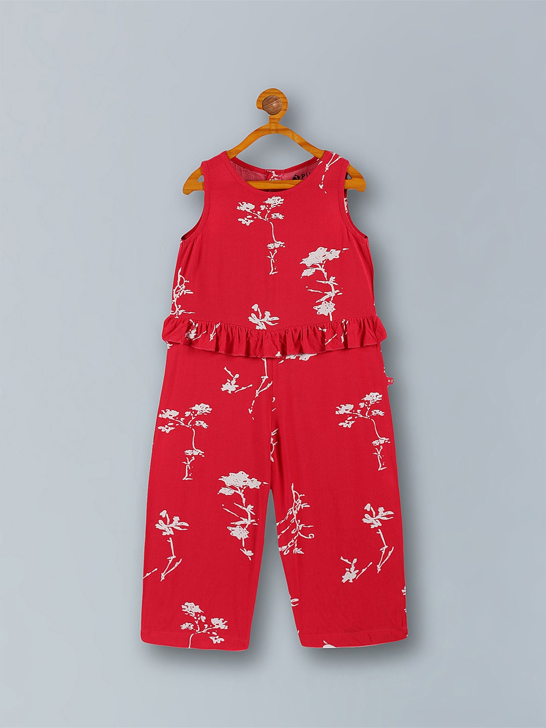 

3PIN Girls Printed Basic Jumpsuit, Coral