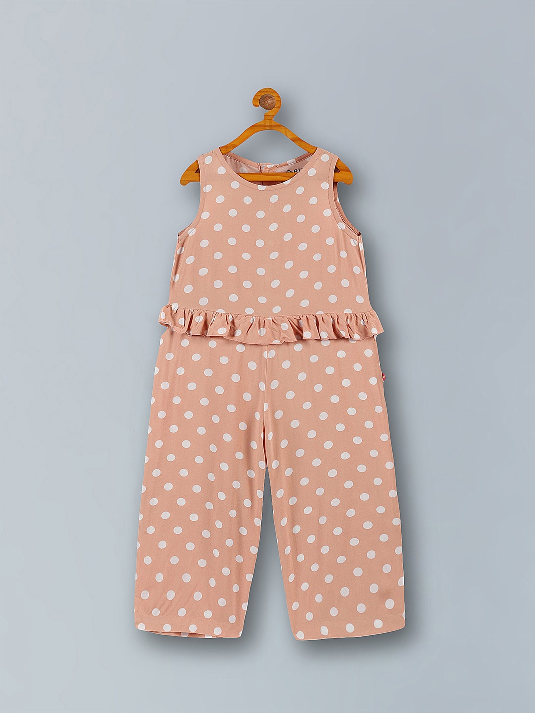 

3PIN Girls Printed Basic Jumpsuit, Peach