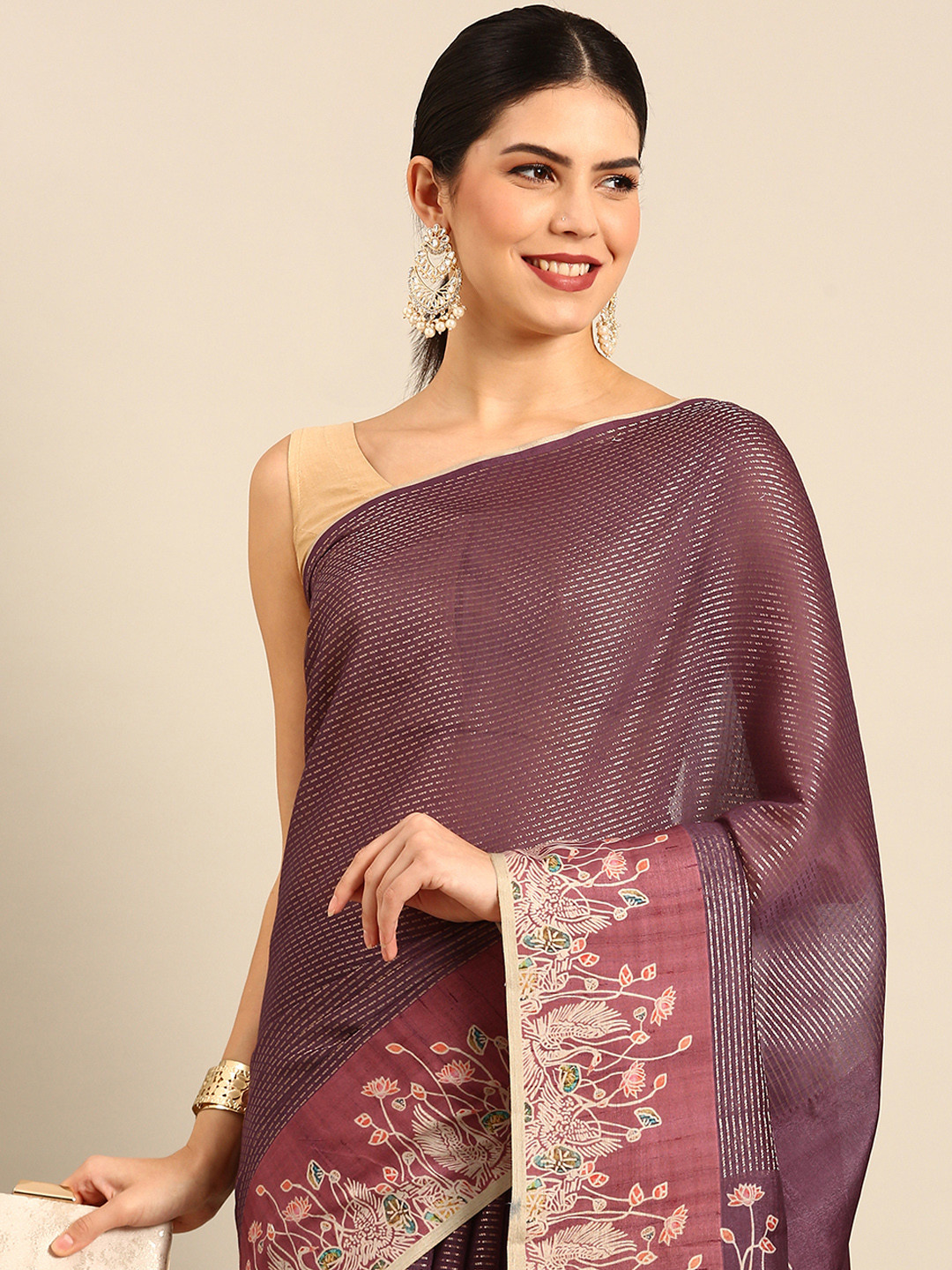 

Simaaya Woven Design Zari Silk Cotton Saree, Maroon