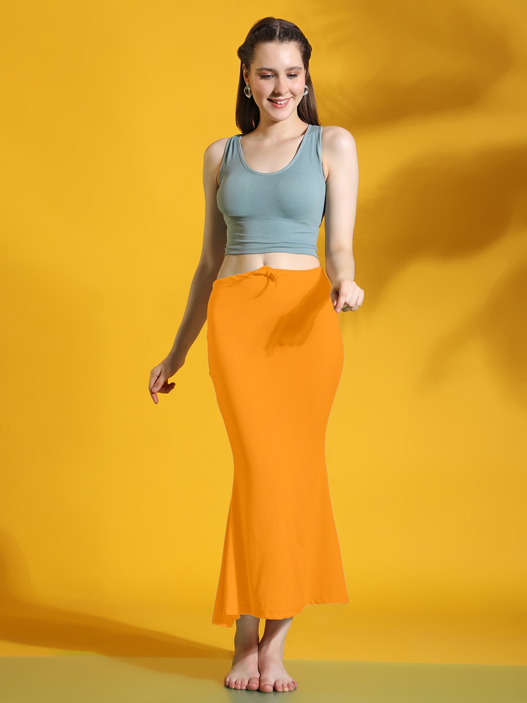 

Jaanvi Fishcut Style Saree Shapewear, Mustard