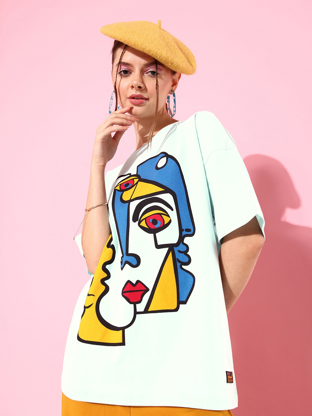 

Stormborn Graphic Printed Drop-Shoulder Sleeves Oversized Pure Cotton T-shirt, Sea green