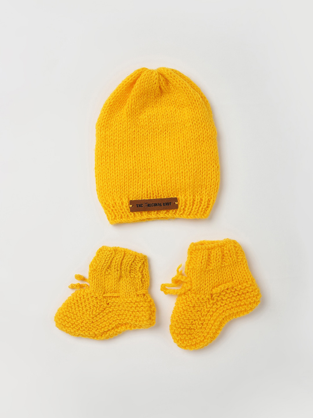 

The Original Knit Infants Self Design Beanie With Socks, Yellow