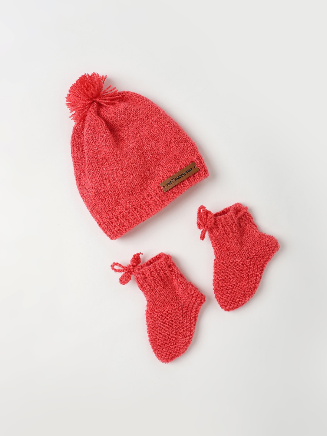 

The Original Knit Infants Self Design Beanie With Socks, Pink
