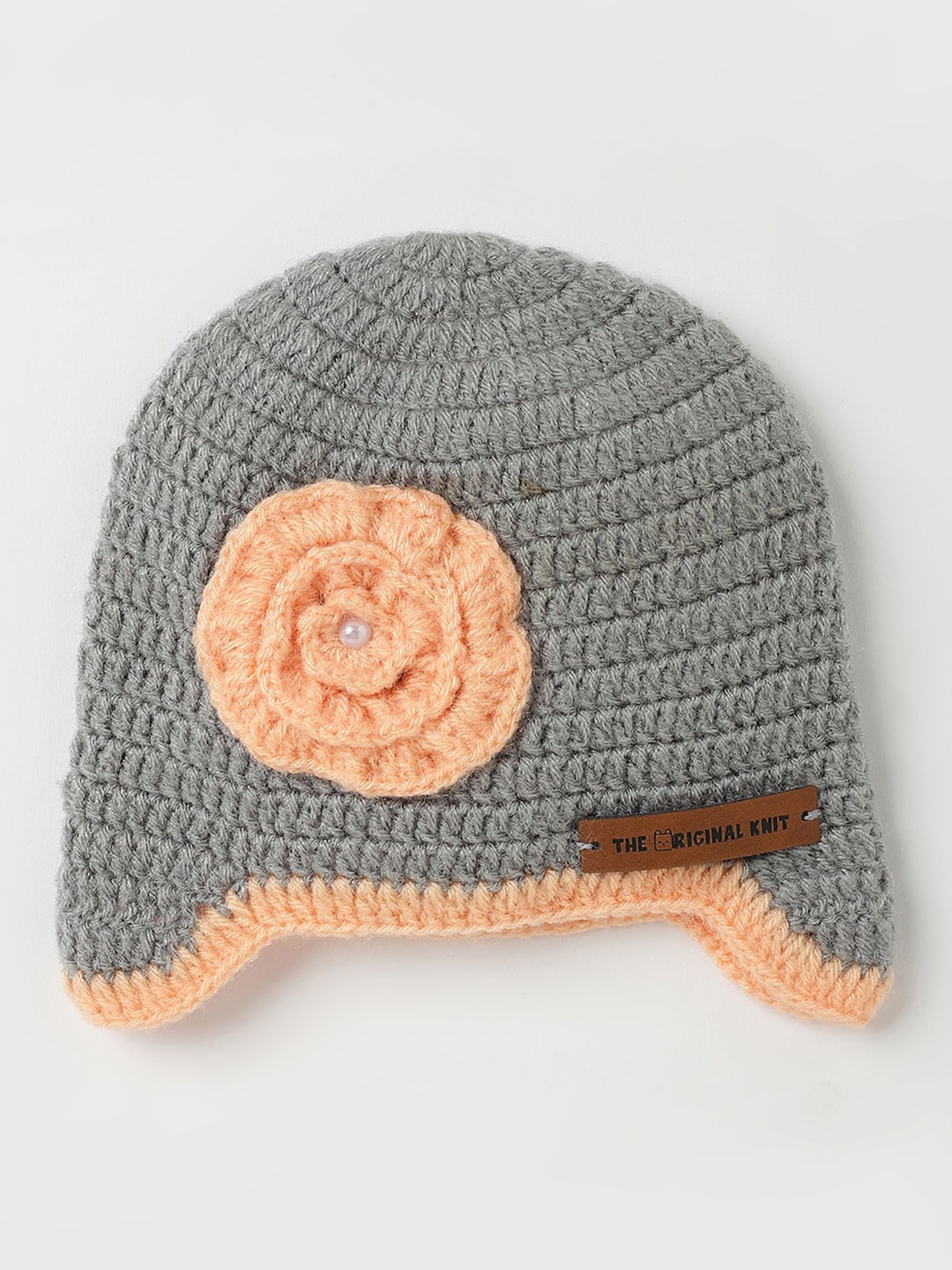 

The Original Knit Infants Self Design Flower Embellished Acrylic Beanie, Grey
