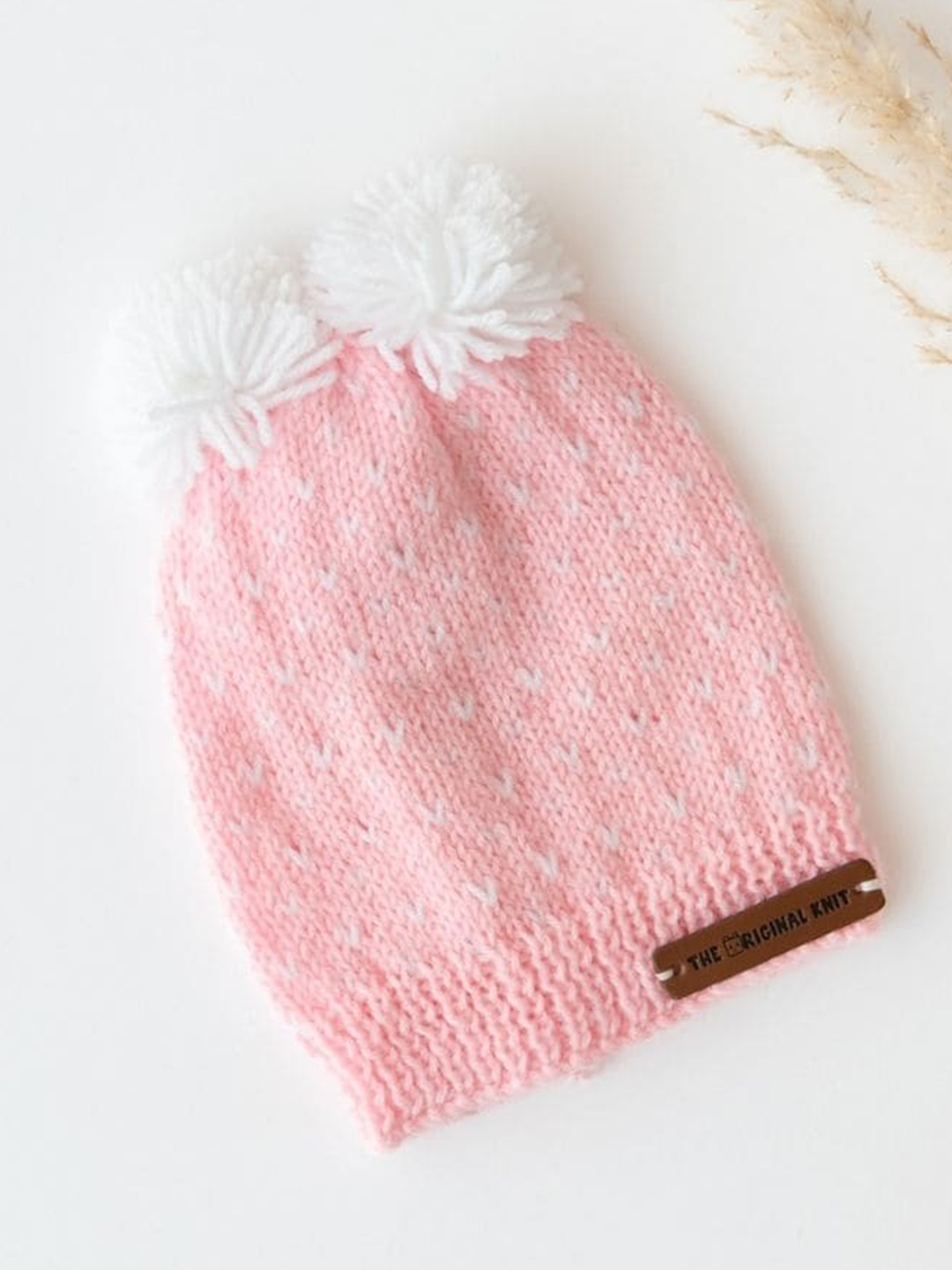 

The Original Knit Kids Self Design Acrylic Beanie, Pink
