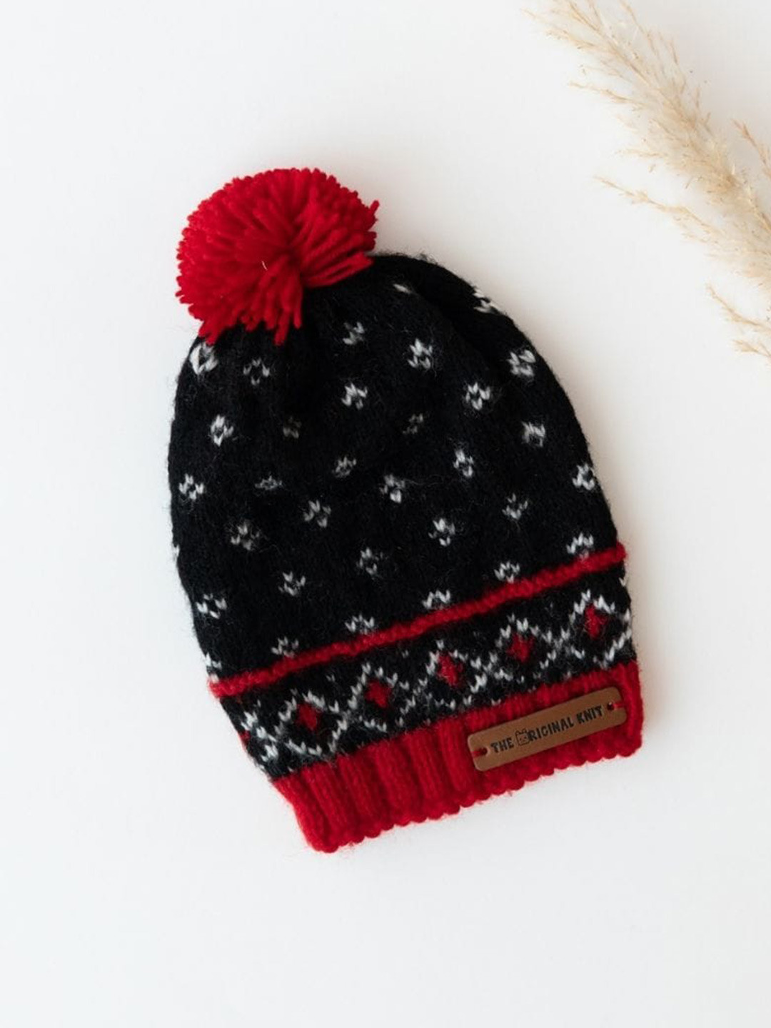 

The Original Knit Kids Self Design Acrylic Beanie, Black