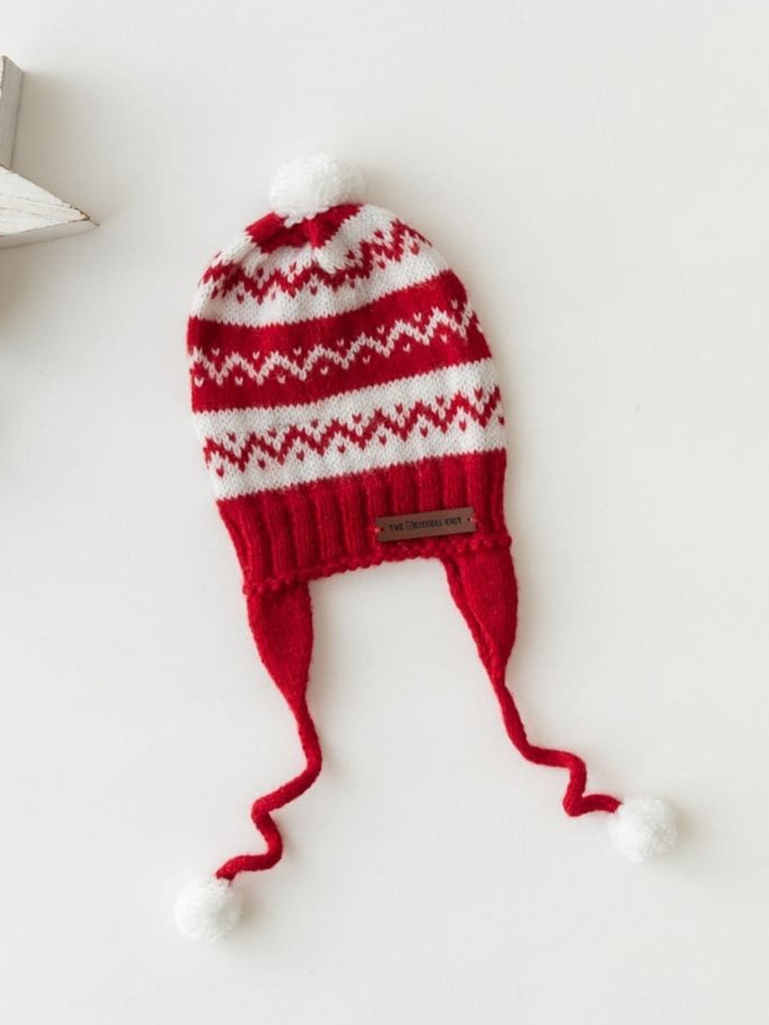 

The Original Knit Kids Self Design Acrylic Beanie, Red