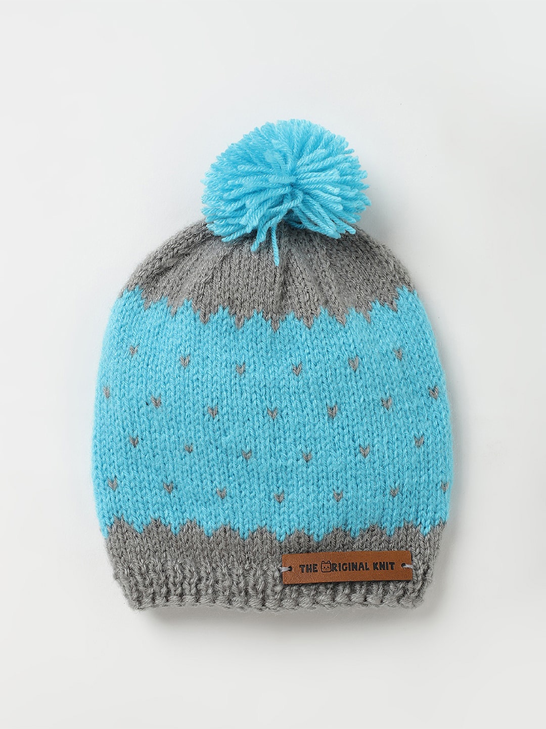 

The Original Knit Kids Self Design Acrylic Beanie, Blue