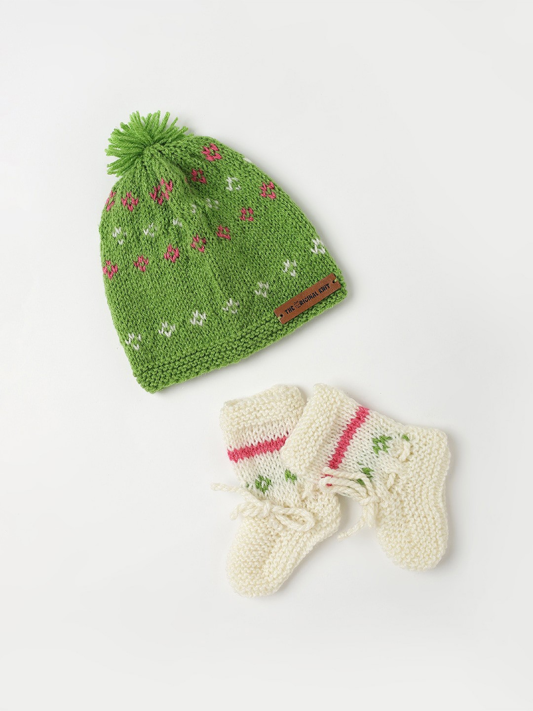 

The Original Knit Kids Self Design Acrylic Beanie, Green