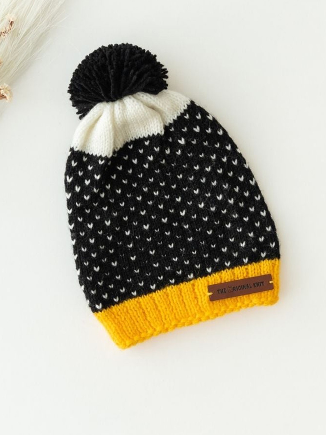 

The Original Knit Kids Colourblocked Acrylic Beanie, Black