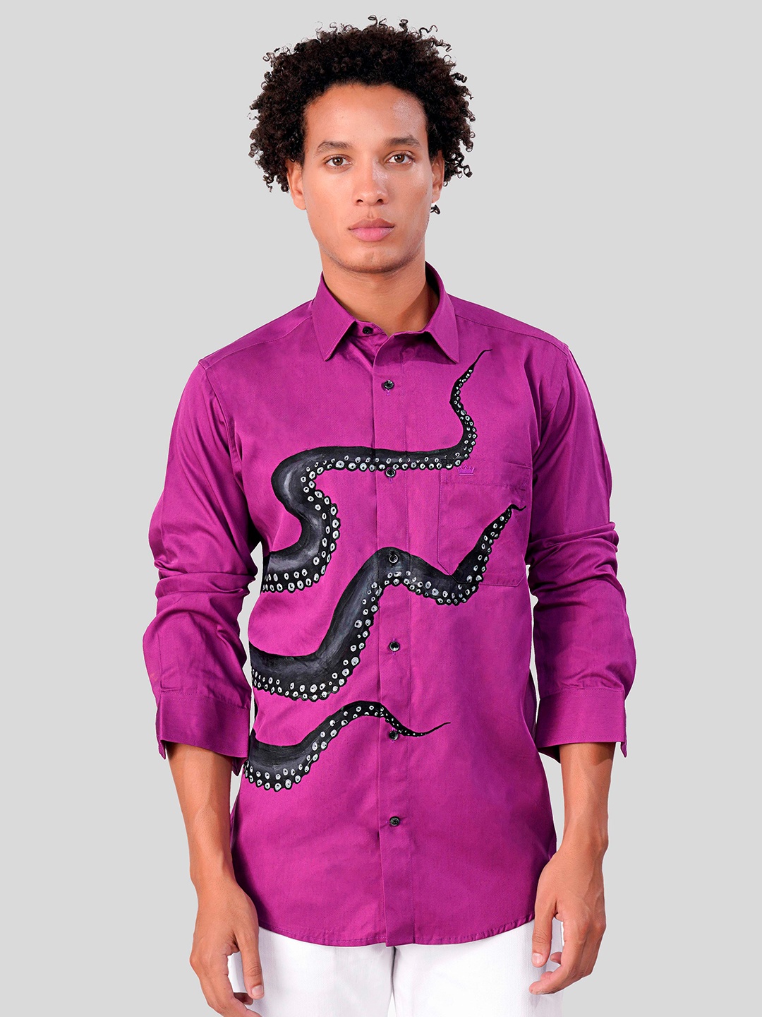 

FRENCH CROWN Standard Abstract Printed Cotton Casual Shirt, Pink