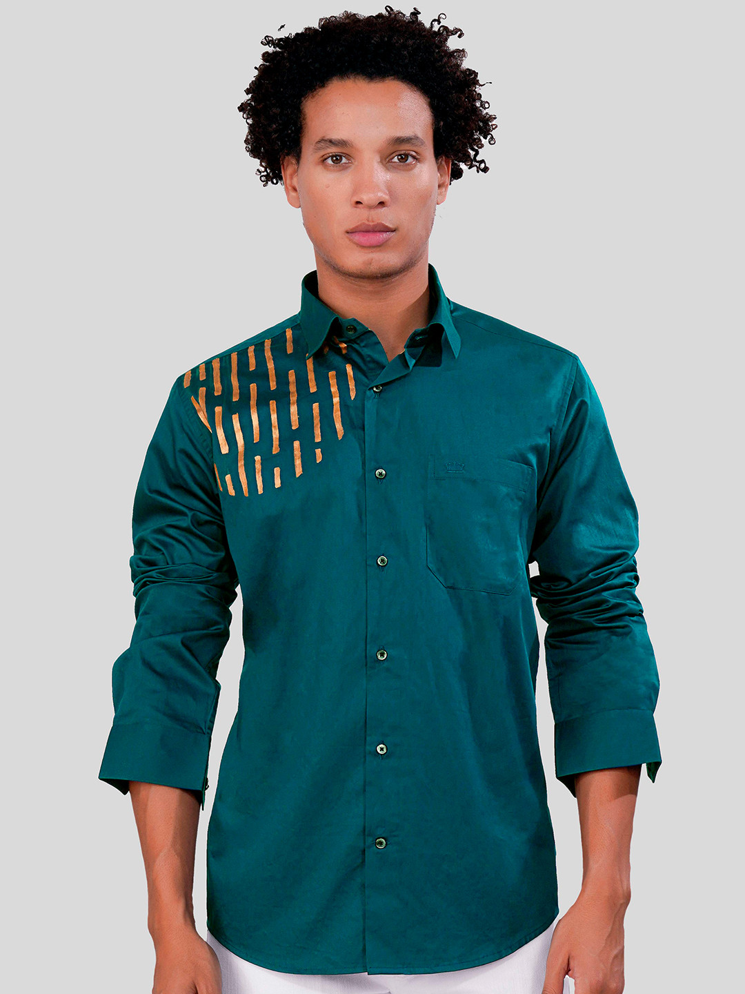 

FRENCH CROWN Standard Spread Collar Cotton Casual Shirt, Blue