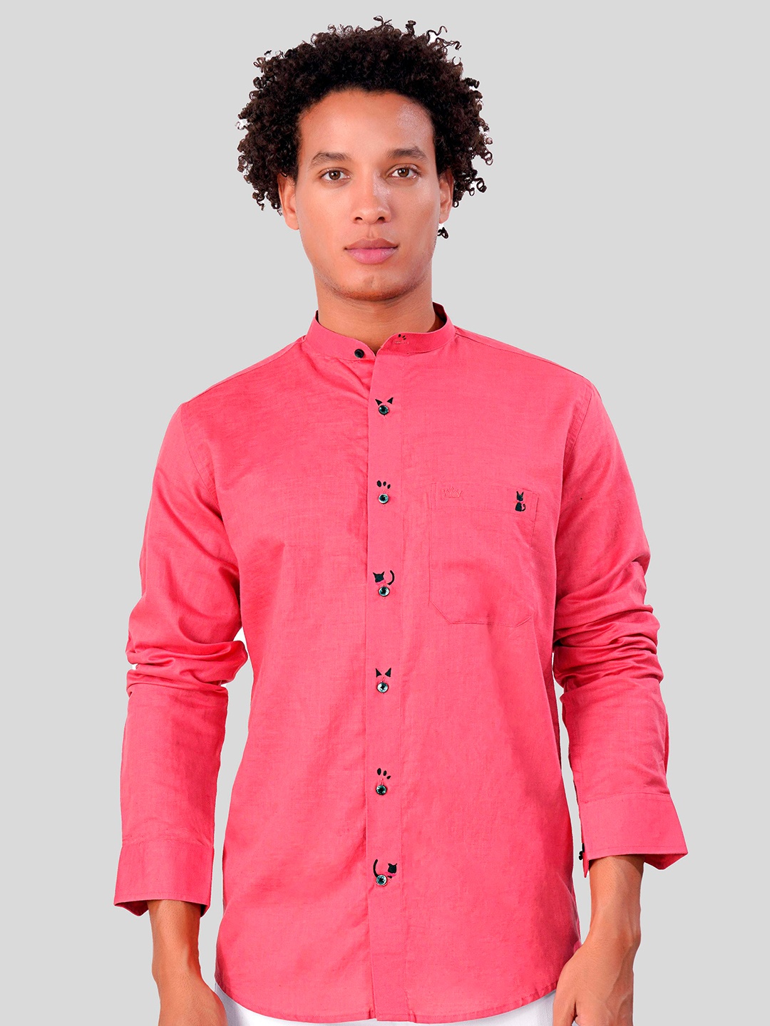 

FRENCH CROWN Standard Regular Fit Opaque Casual Shirt, Pink