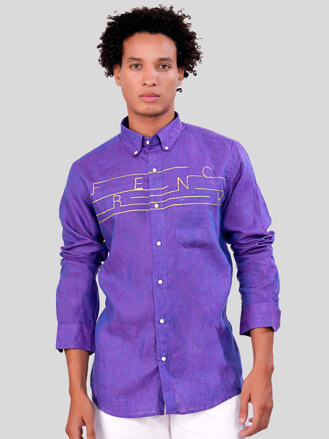 

FRENCH CROWN Typography Printed Standard Regular Fit Opaque Casual Shirt, Purple