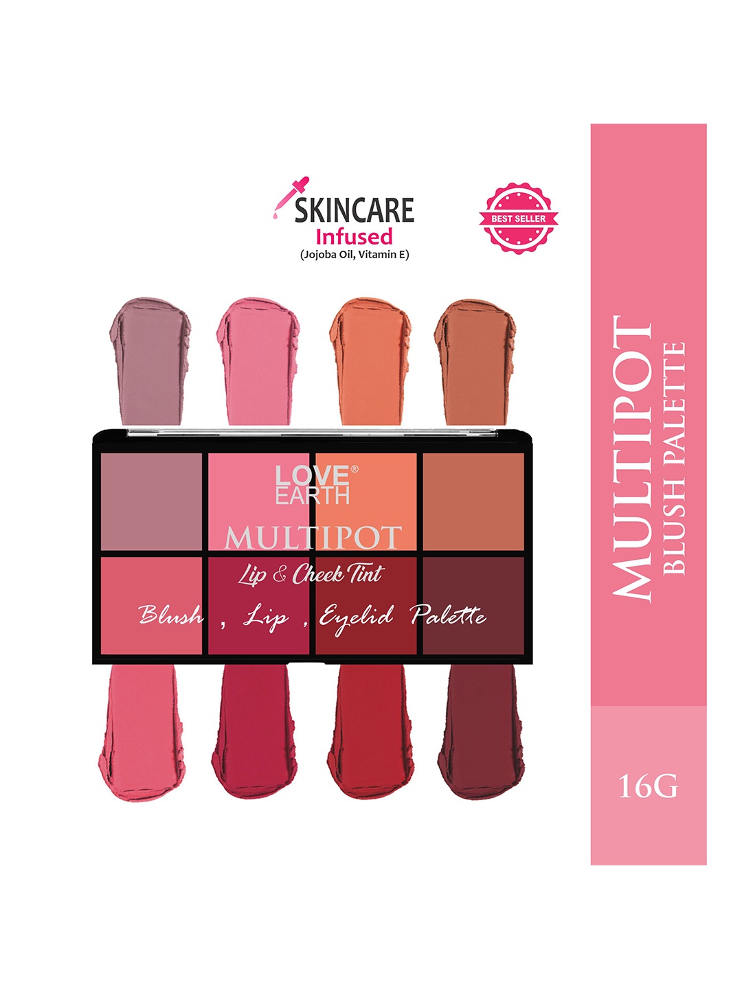 

LOVE EARTH Multipot Lip & Cheek Tint Blush Lip Eyelid Palatte - LE144, Multi
