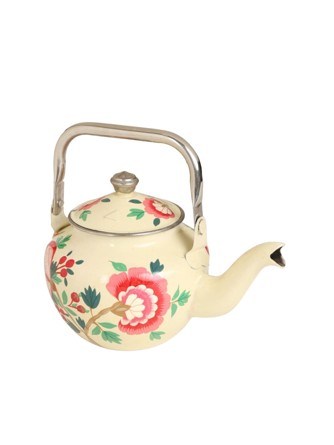 

Indikluster Beige & Pink Floral Printed Lead Free Stainless Steel Tea Pot - 550 ML