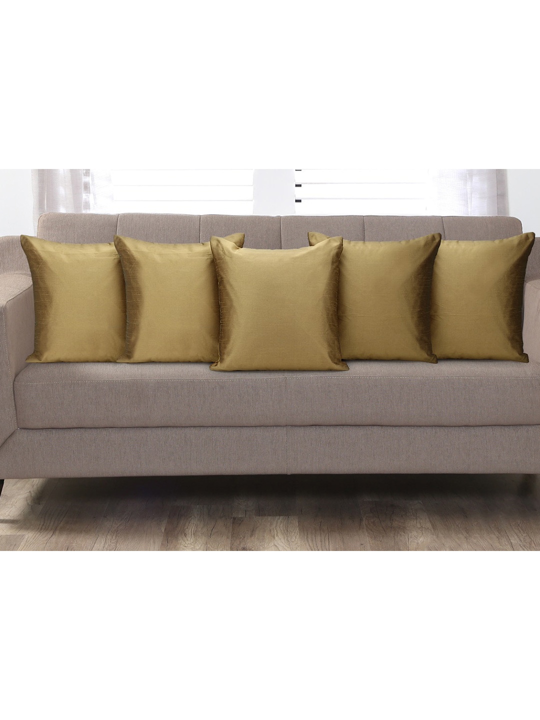 

Creeva Gold-Toned 5 Pieces Square Silk Cushion Covers