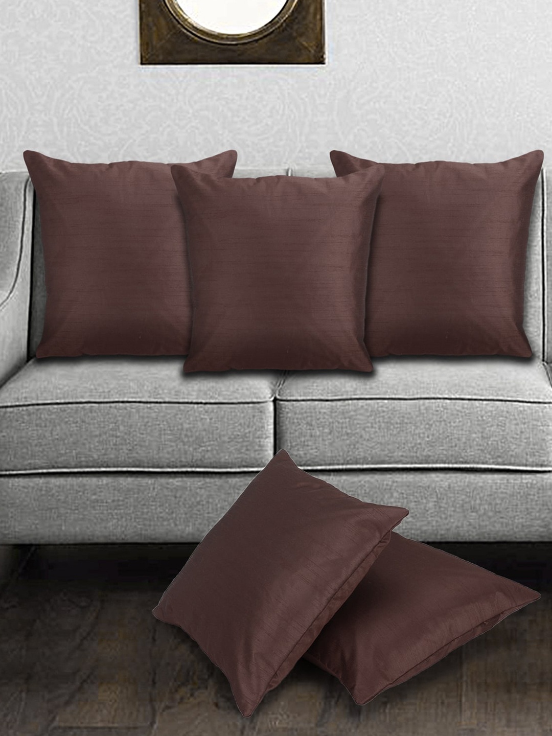 

Creeva 5 Pieces Brown Square Cushion Covers