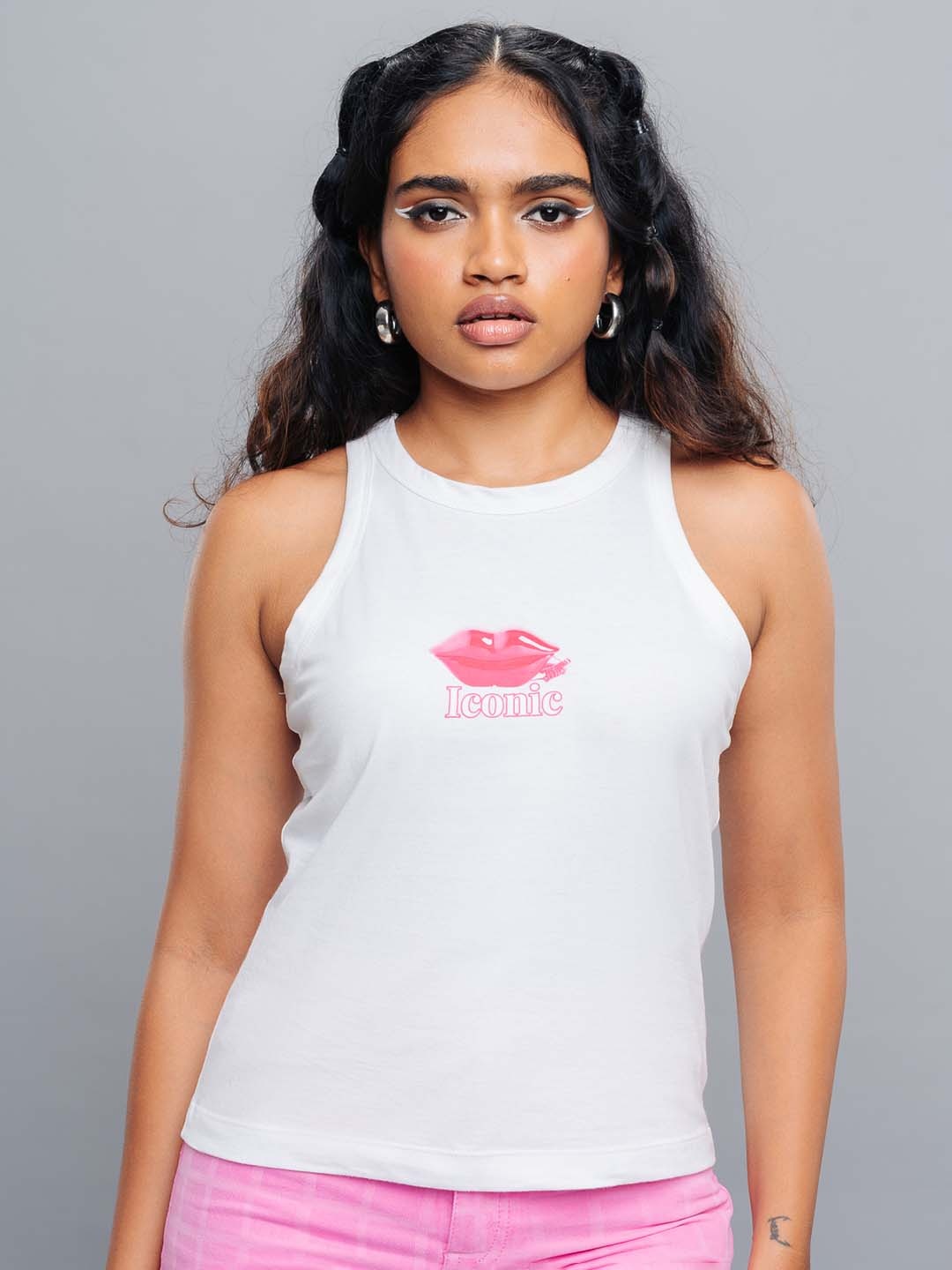 

FREAKINS Sleeveless Pure Cotton T-shirt, White