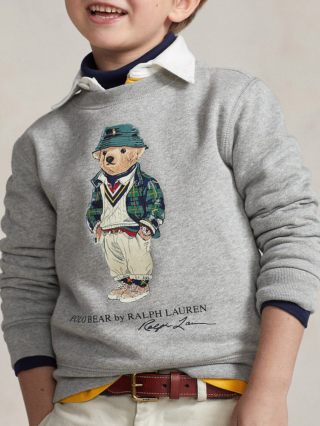 

Polo Ralph Lauren Boys Polo Bear Graphic Printed Cotton Sweatshirts, Grey