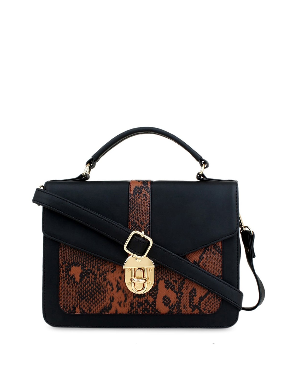 

ROVOK Animal Printed Structured Satchel Bag, Black