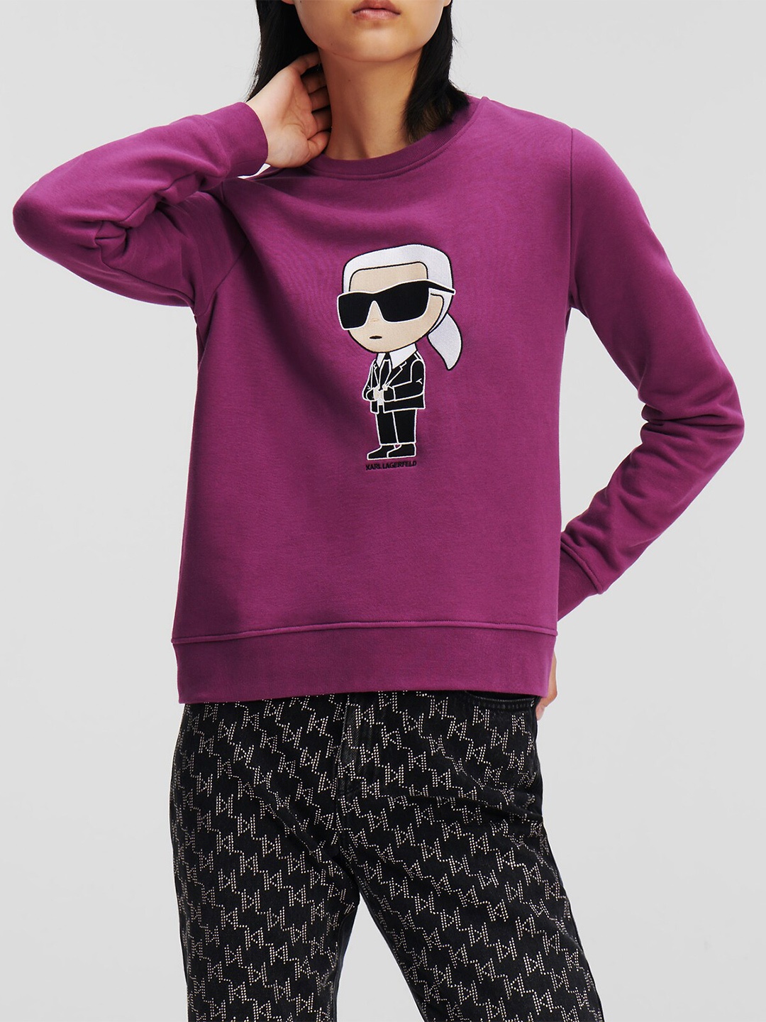 

Karl Lagerfeld Graphic Printed Round Neck Pullover, Purple