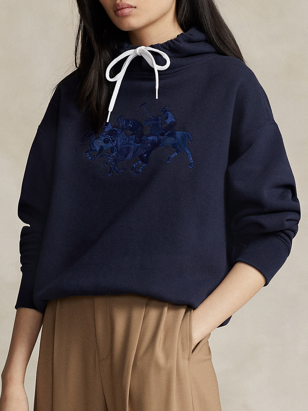 

Polo Ralph Lauren Triple-Pony-Printed Fleece Hooded Sweatshirts, Navy blue