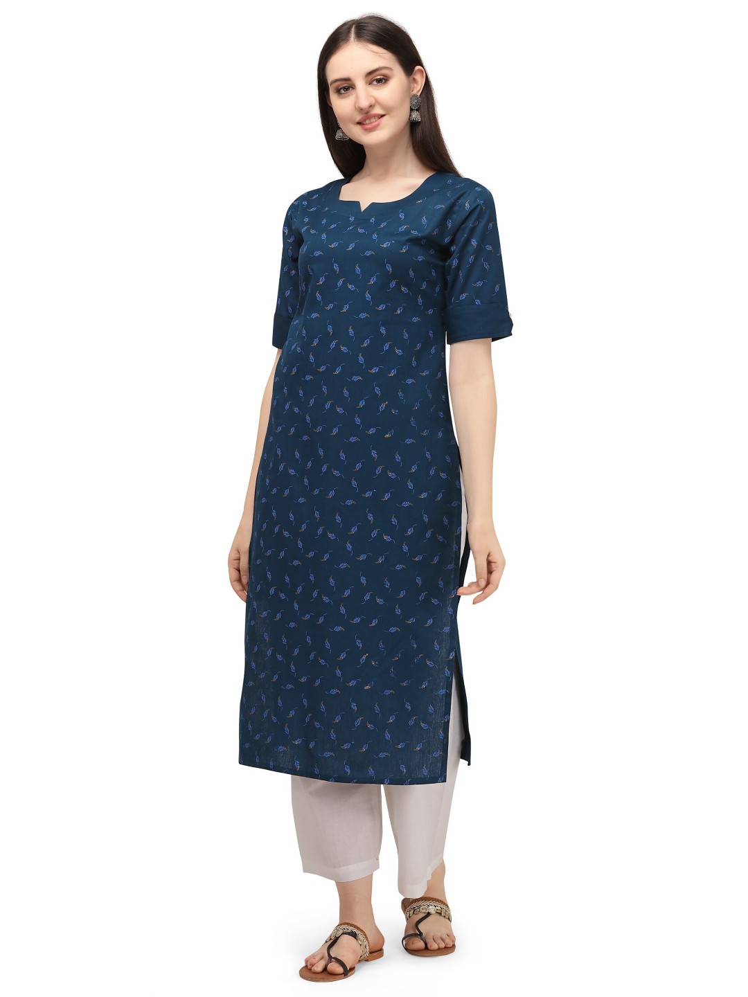 

RGHT Floral Printed Straight Kurta, Blue