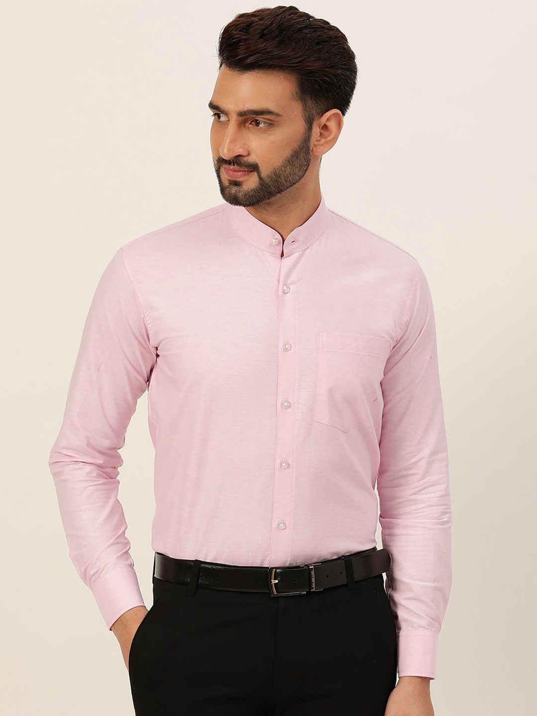 

JAVINISHKA Classic Pure Cotton Semiformal Shirt, Pink