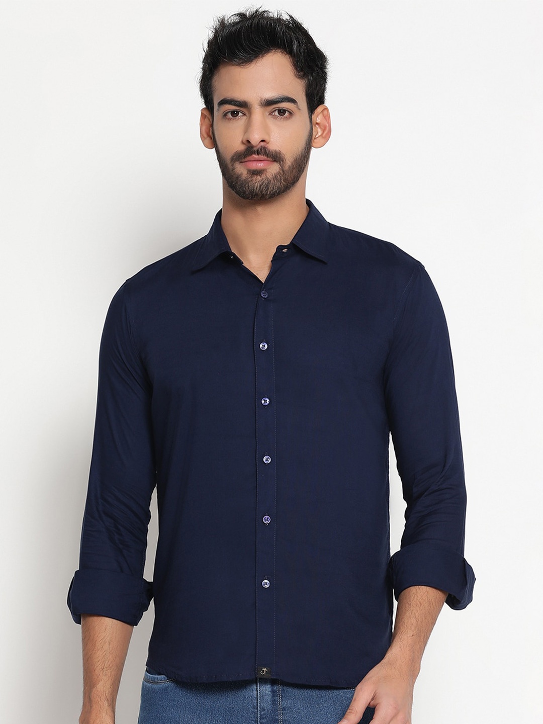 

JAVINISHKA Classic Slim Fit Opaque Casual Shirt, Blue