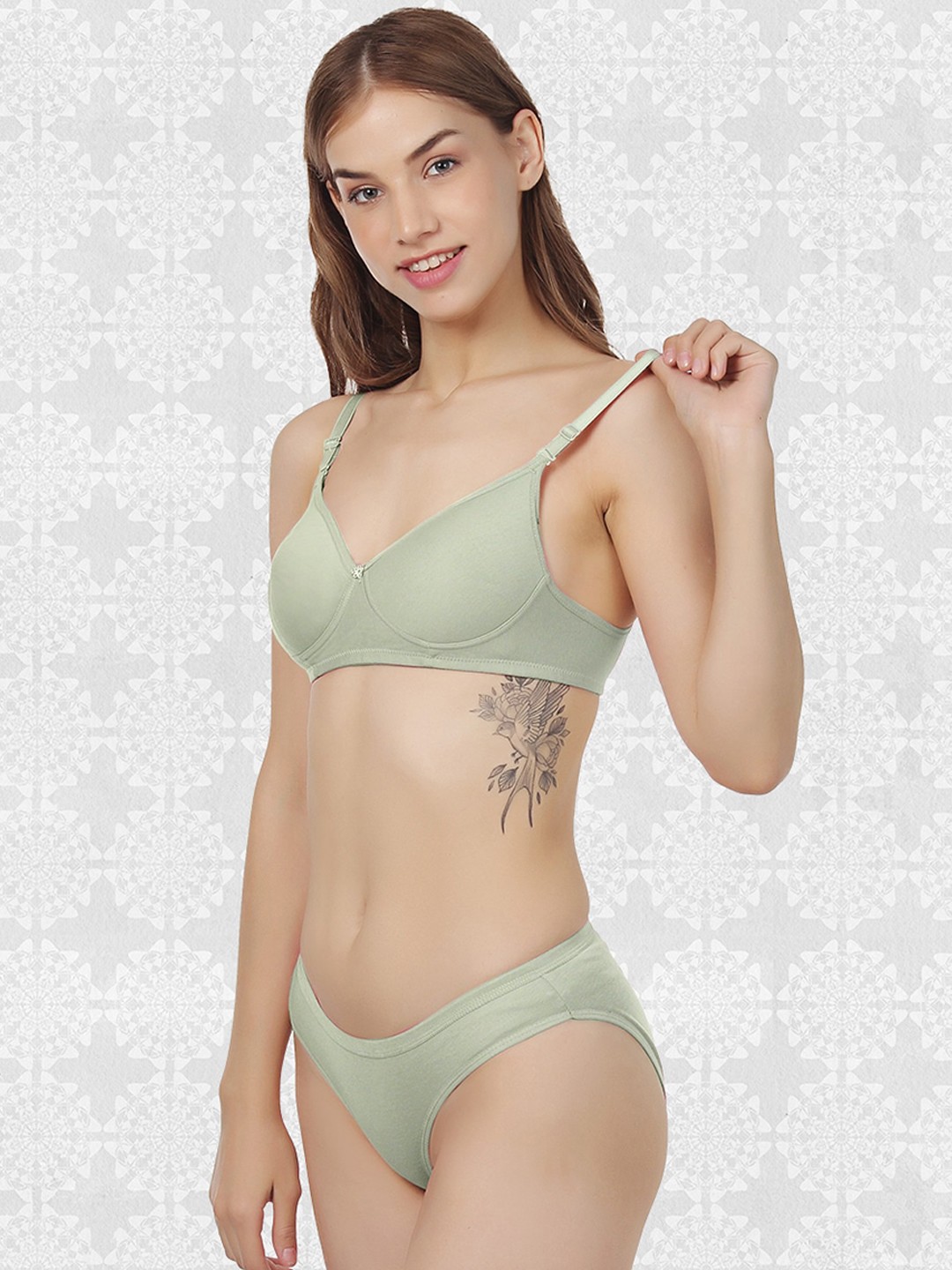 

Designer Bugs Cotton Padded Lingerie Set DB-LS2-LG-30B, Sea green