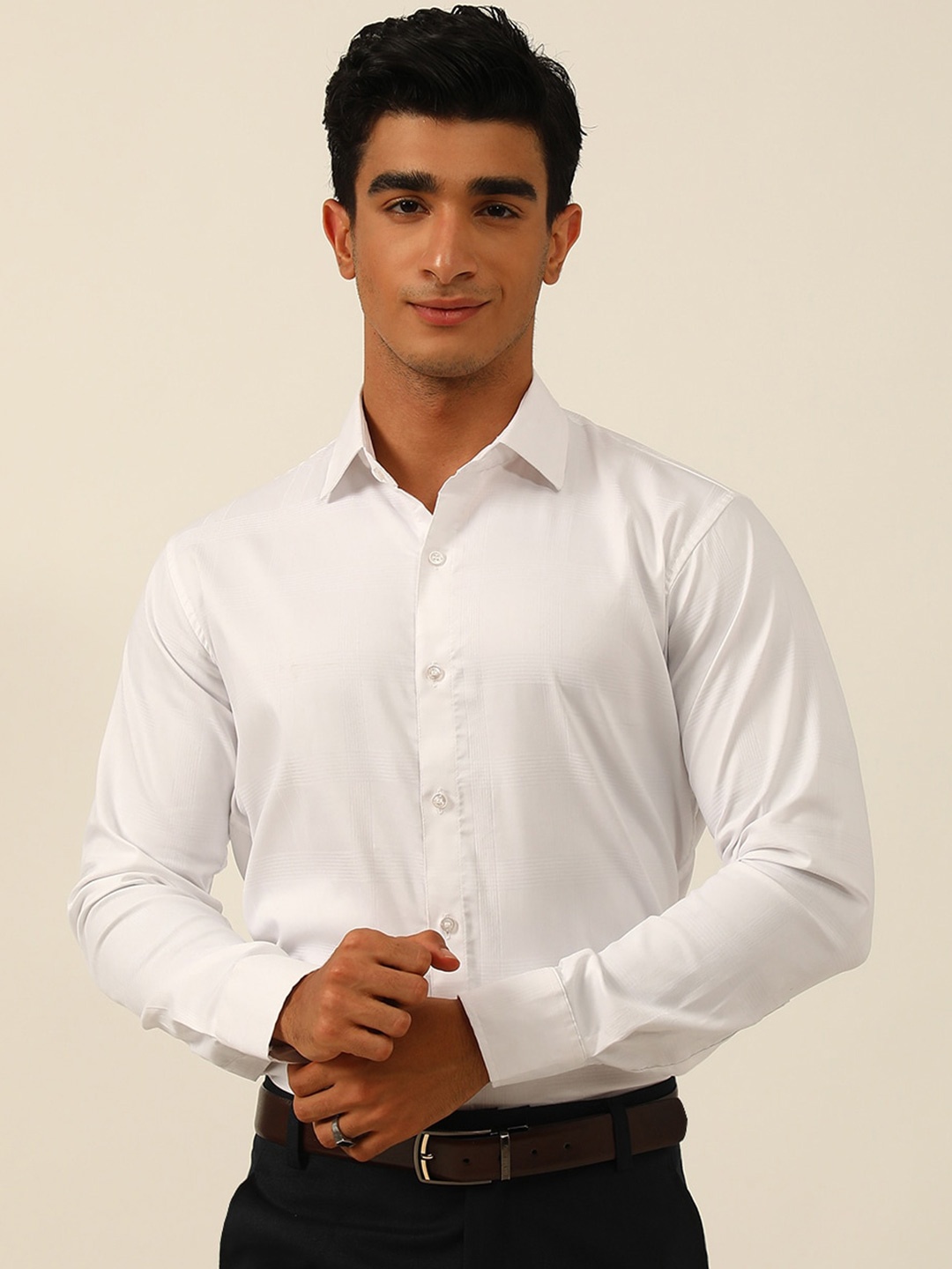 

JAVINISHKA Classic Tailored Fit Pure Cotton Formal Shirt, White