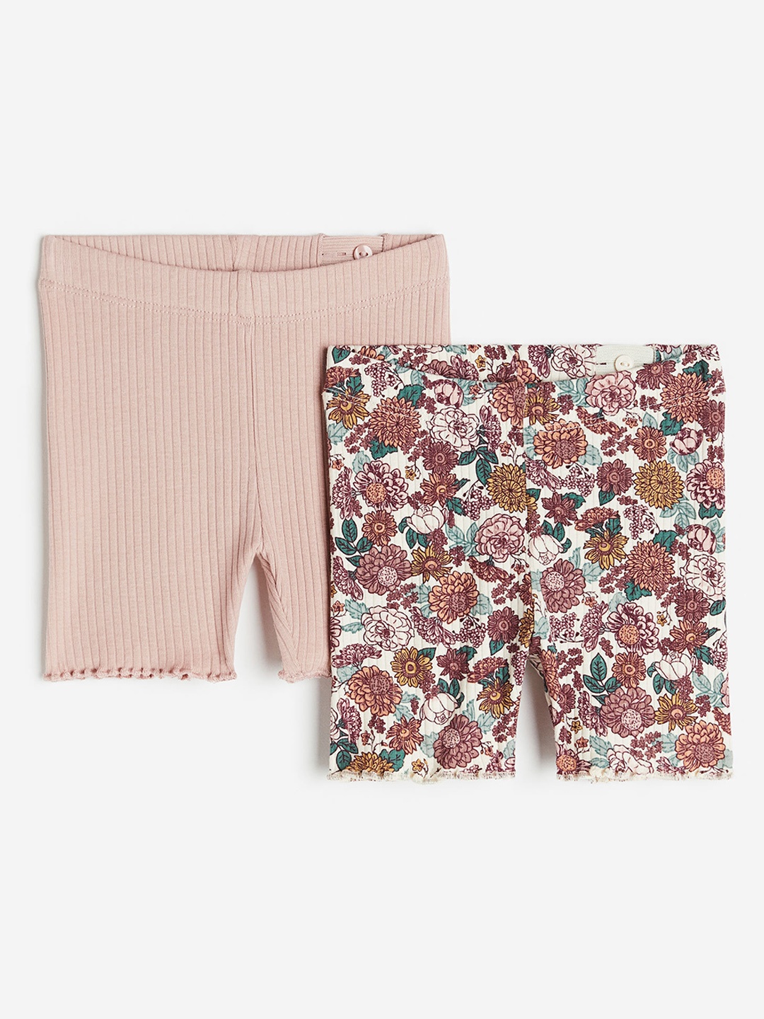 

H&M Girls 2-Pack Ribbed Cycling Shorts, Pink