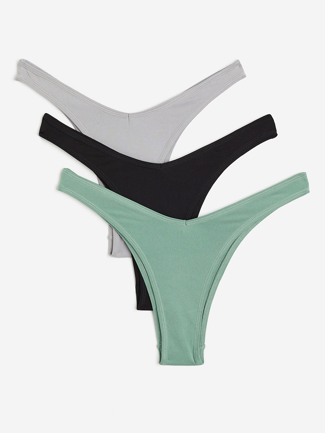 

H&M 3 Pack Microfibre Brazilian Briefs, Green