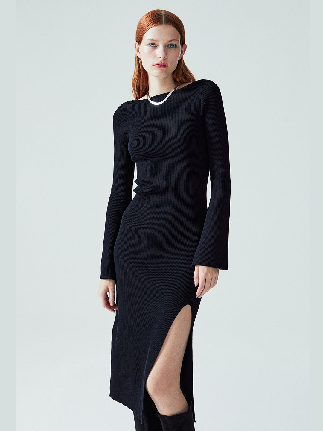 

H&M Rib-Knit Bodycon Dress, Black
