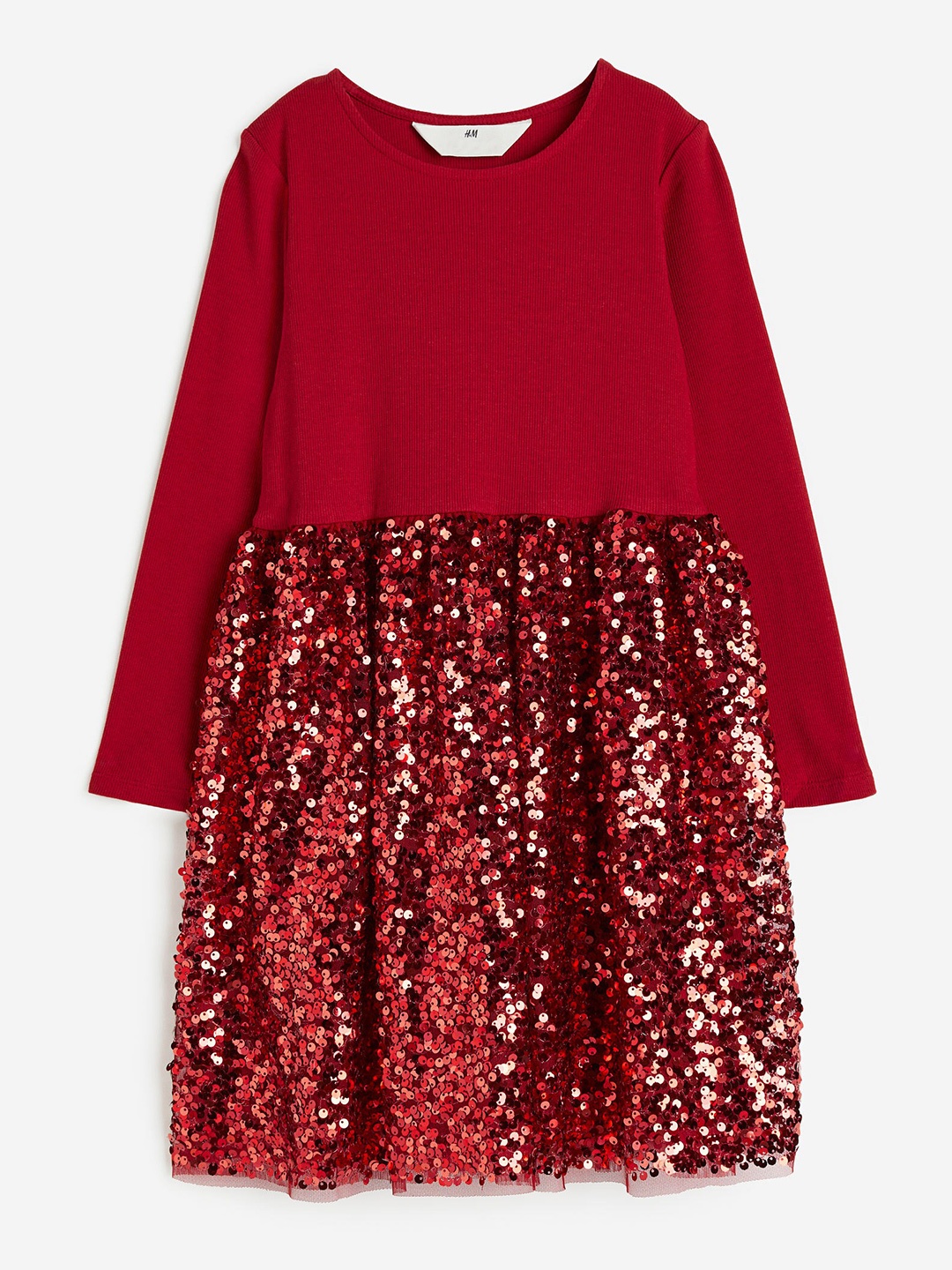 

H&M Girls Sequined Jersey Dress, Red