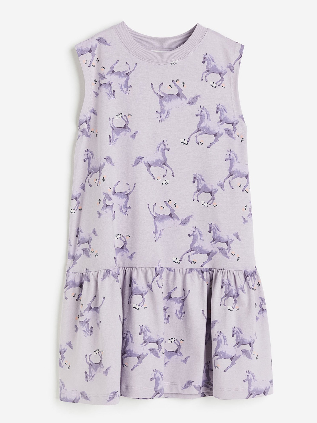

H&M Infant Girls Pure Cotton Patterned Jersey Dress, Purple
