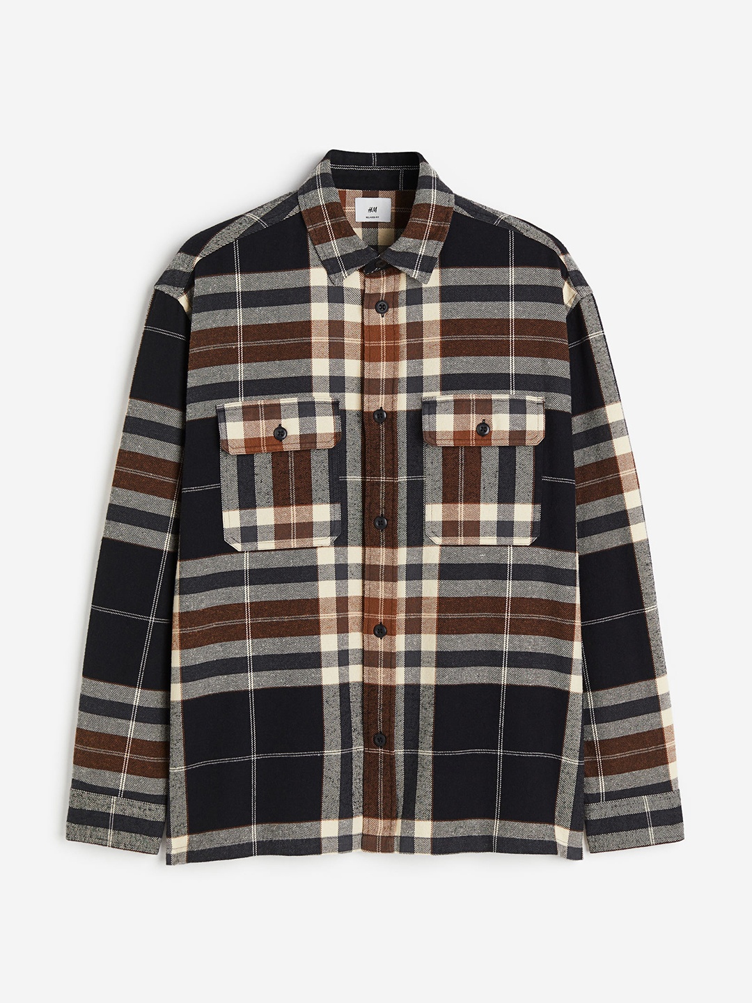 

H&M Men Pure Cotton Relaxed Fit Overshirt, Brown
