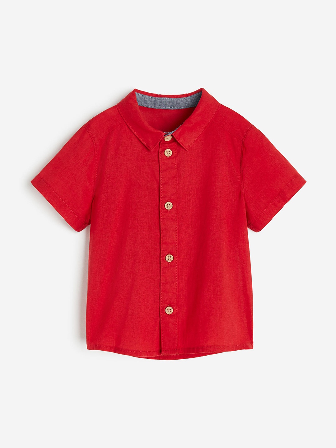 

H&M Boys Short-Sleeved Poplin Shirt, Red